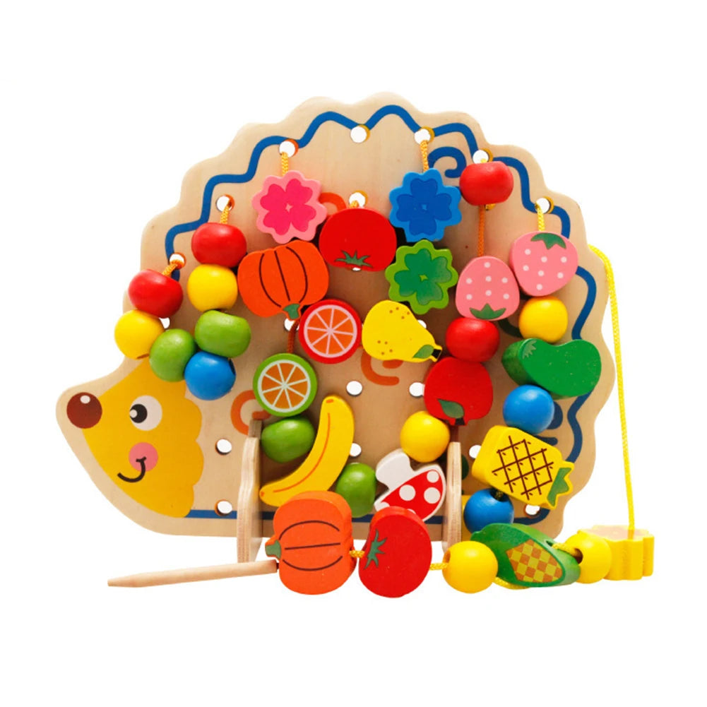 Hedgehog Cartoon Beaded Threading Wooden Montessori Toys