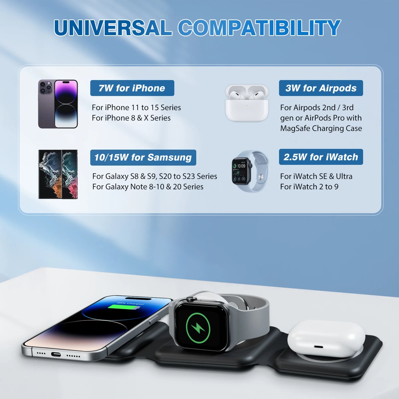 Magnetic Wireless Travel Charging Flexible Dock Station