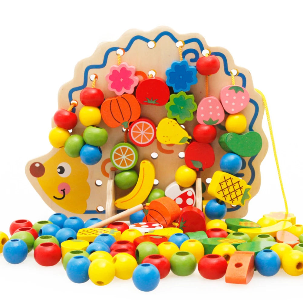 Hedgehog Cartoon Beaded Threading Wooden Montessori Toys