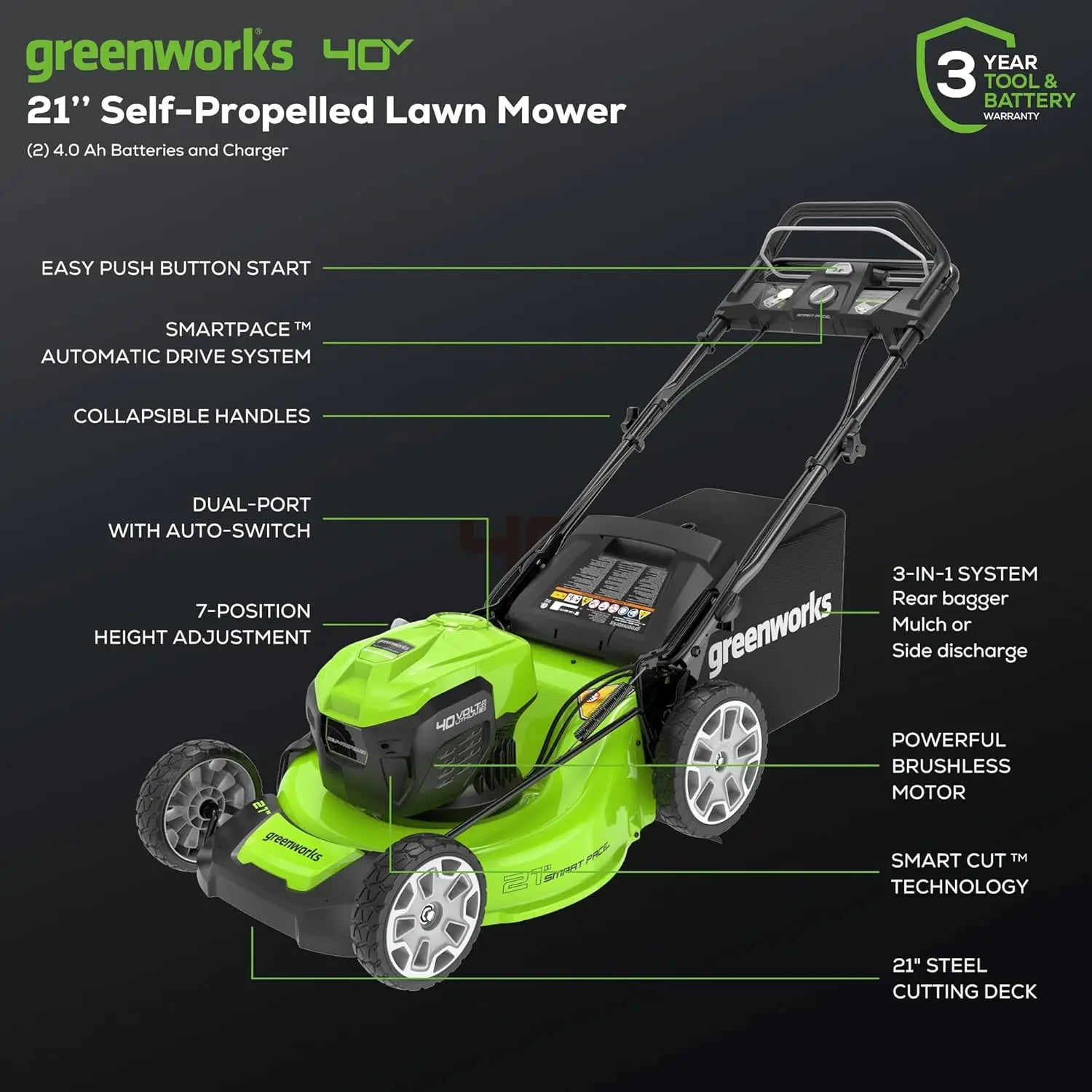 Brushless Cordless (Smart Pace / Self-Propelled) Lawn Mower