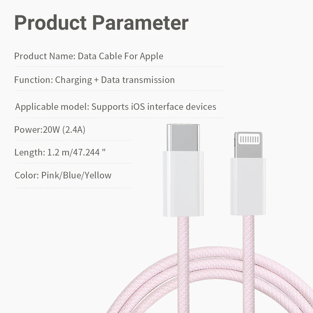 3-Pack Fast Charging Type C To Lightning Cable