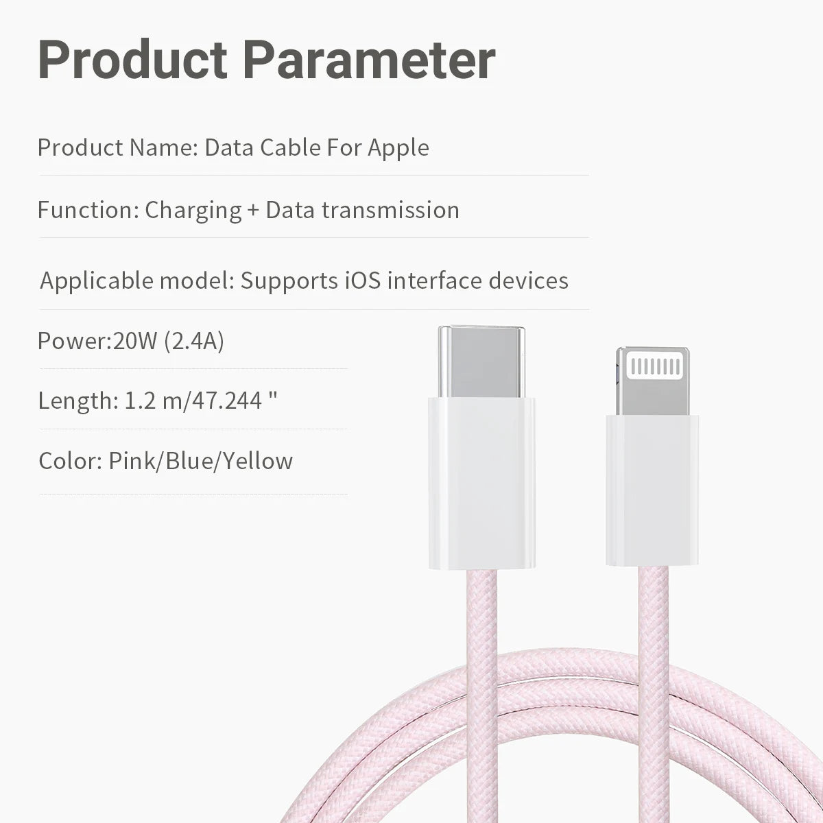 3-Pack Fast Charging Type C To Lightning Cable