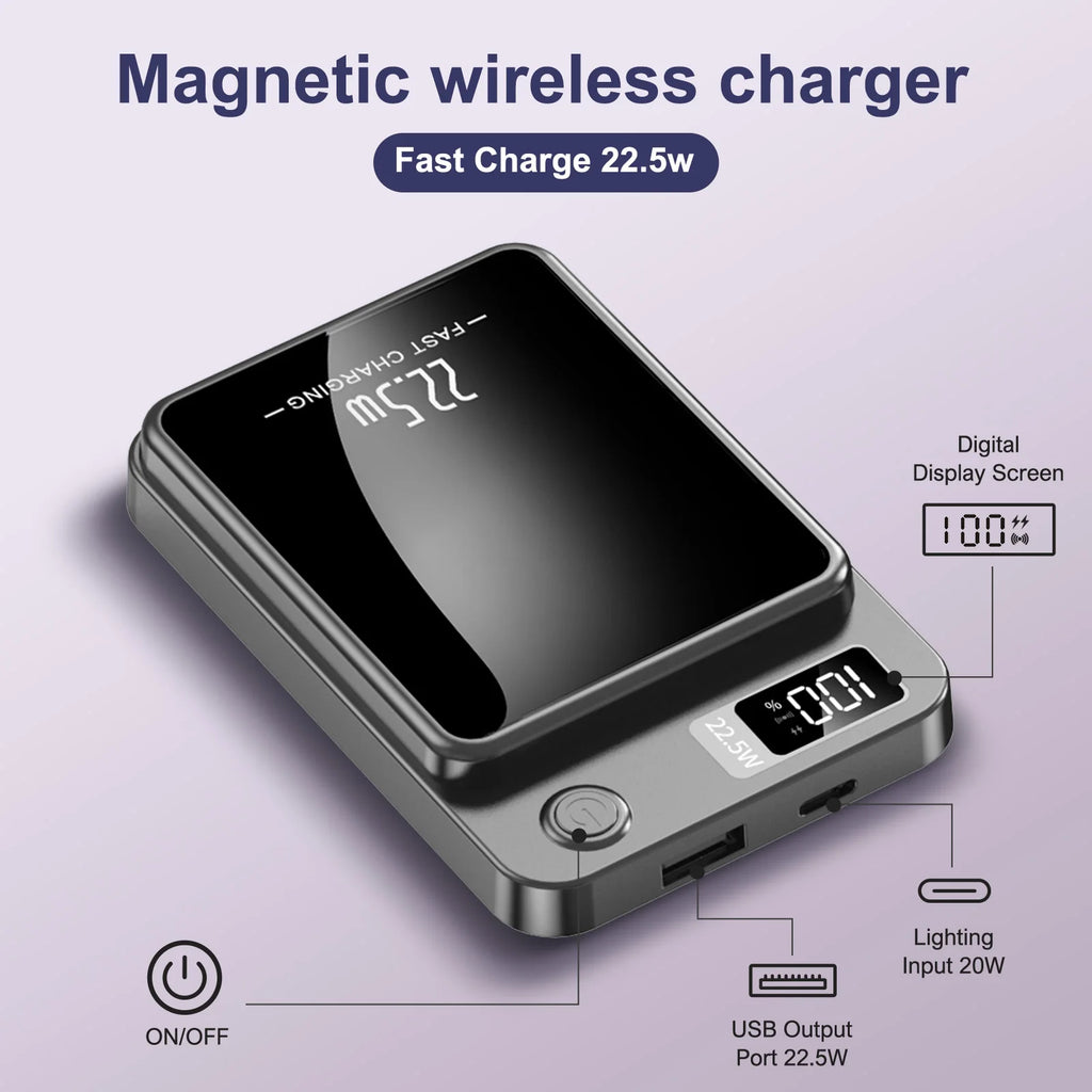Wireless Magnetic Power Bank Charger, Foldable