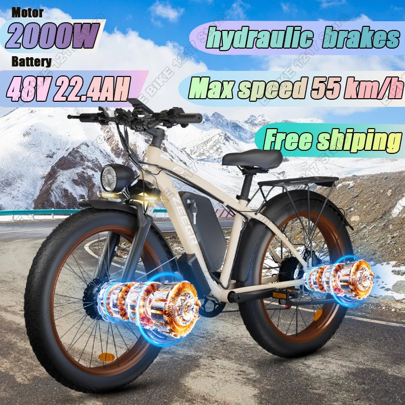 Electric Bicycle With 26" Tires And Hydraulic Brakes