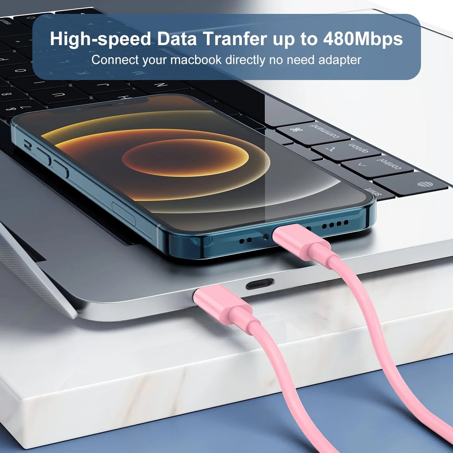 20W Dual Port USB C Charger With 6.6Ft Long Cable
