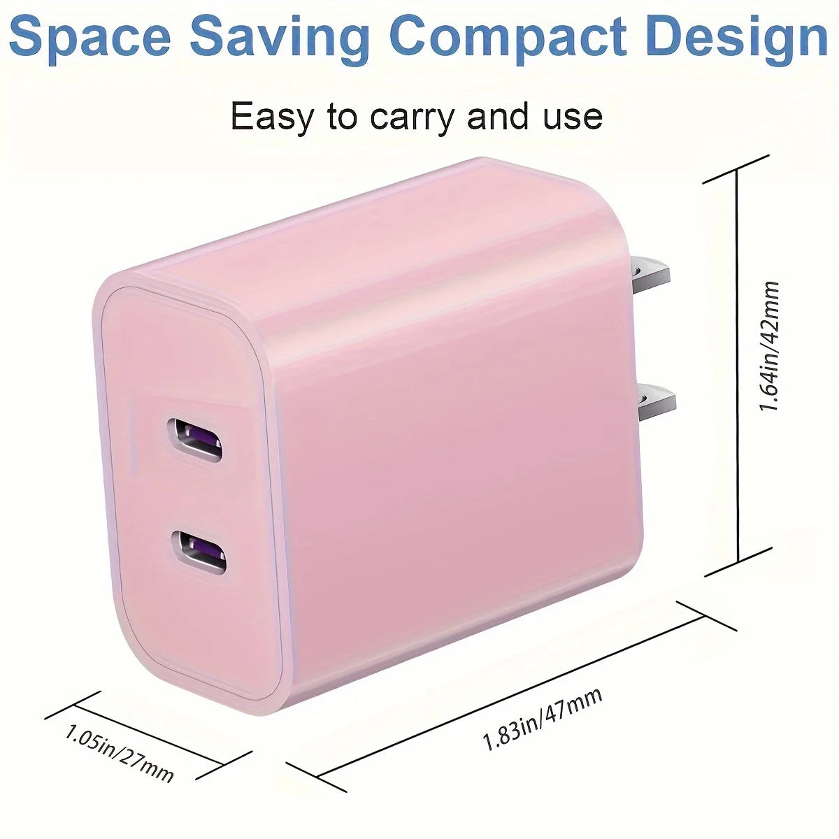 20W Dual Port USB C Charger With 6.6Ft Long Cable