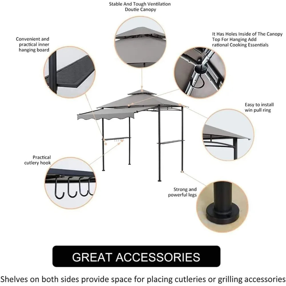 Double Tiered Grill Gazebo, Outdoor BBQ Patio Canopy