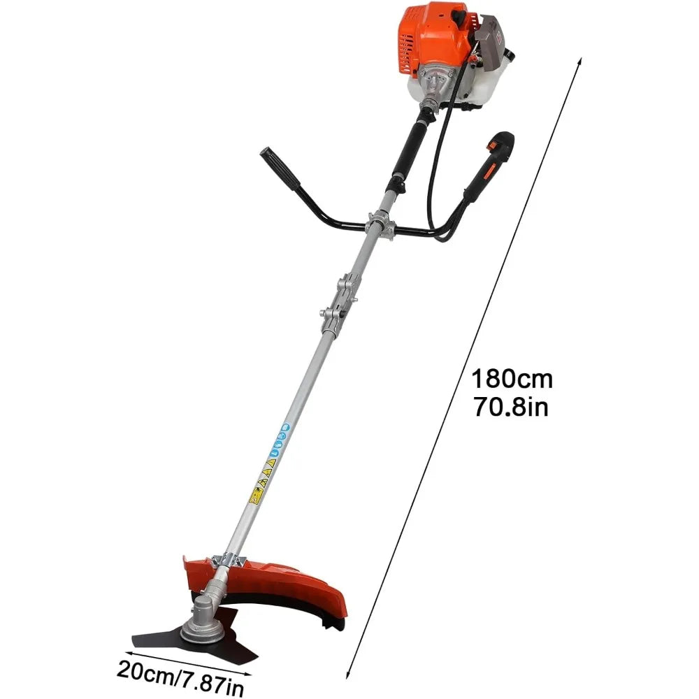 2-in-1 Cordless Weed Trimmer, 52cc 2-Stroke Air-Cooled Engine Hedge Trimmer Handheld Gas Powered Chain Saw Weeder Brush Cutter,