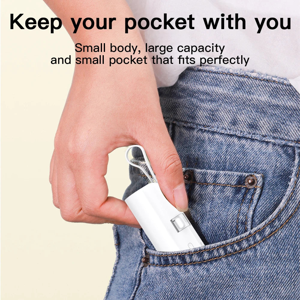 Mini Portable Phone Charger with Built-In Cable Charging