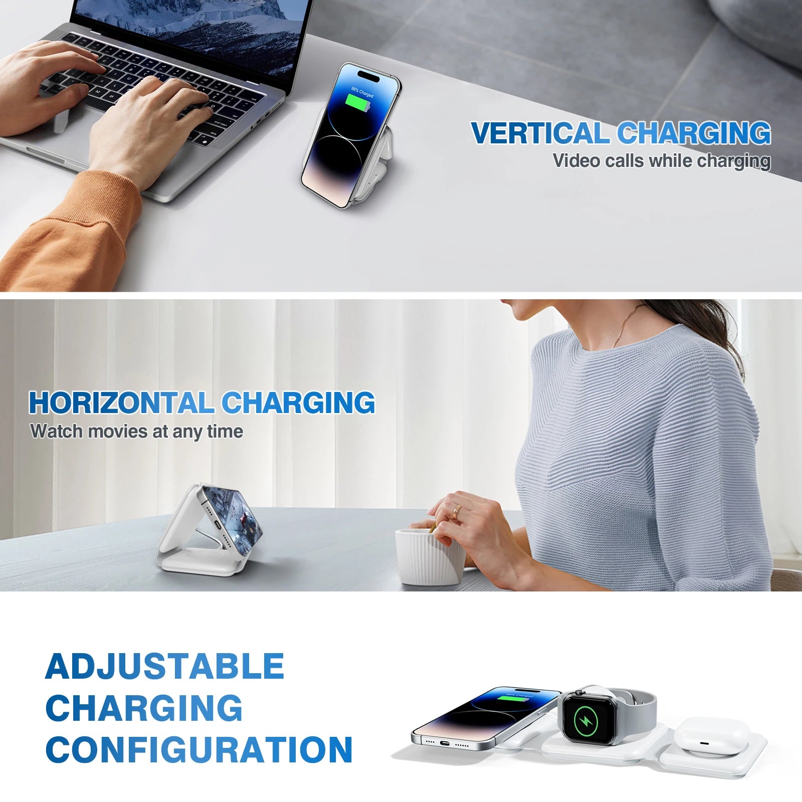 Magnetic Wireless Travel Charging Flexible Dock Station