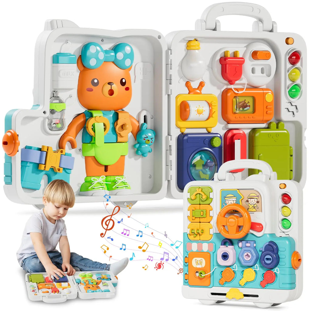 Musical Busy Board For Toddler Developmental Skills, Montessori Toys