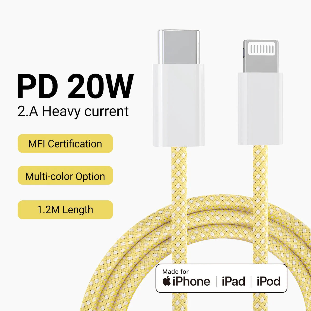 3-Pack Fast Charging Type C To Lightning Cable