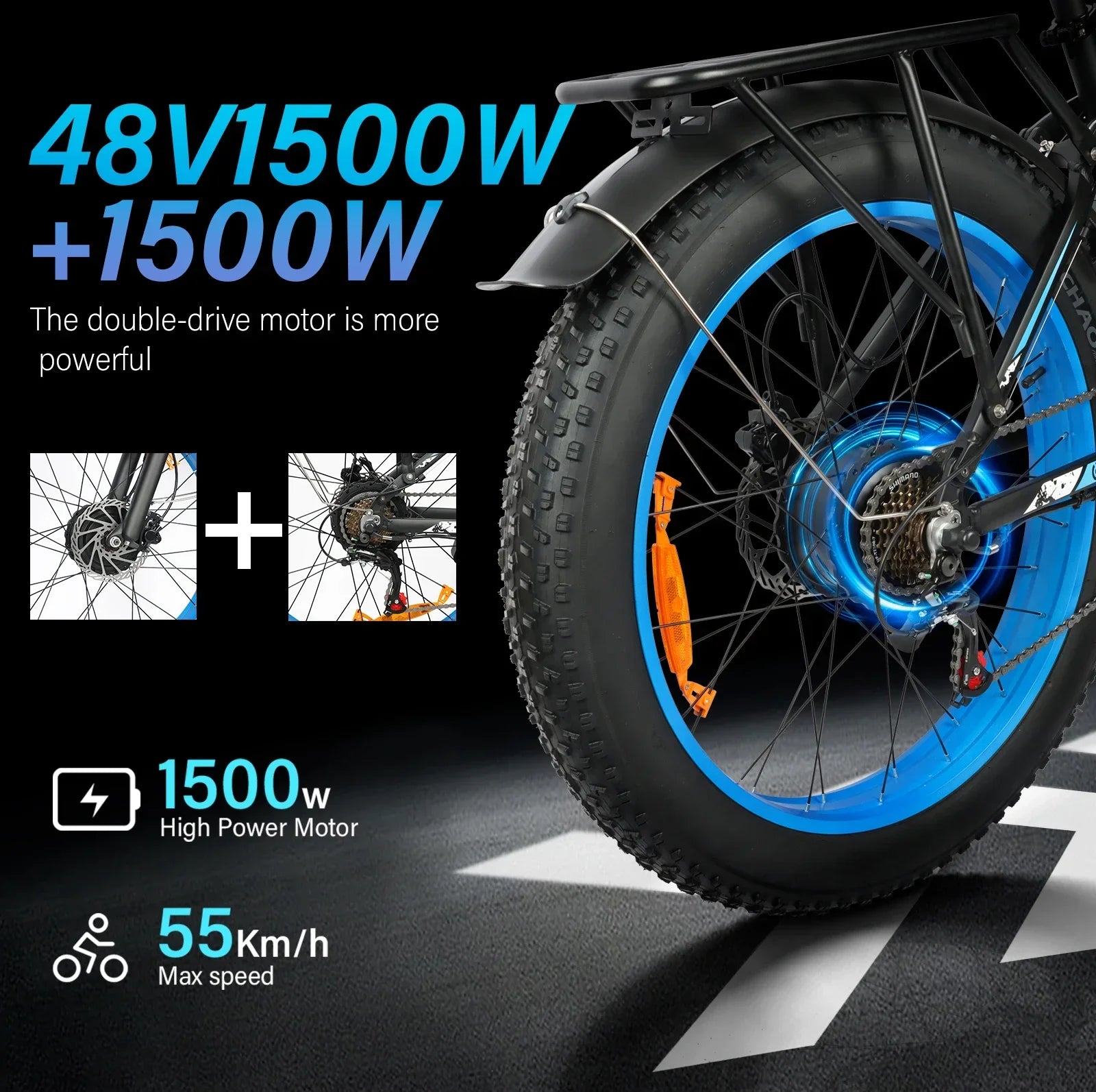 Fat Tires Dual Suspension Adult Off-Road All-Terrain Electric Bicycle