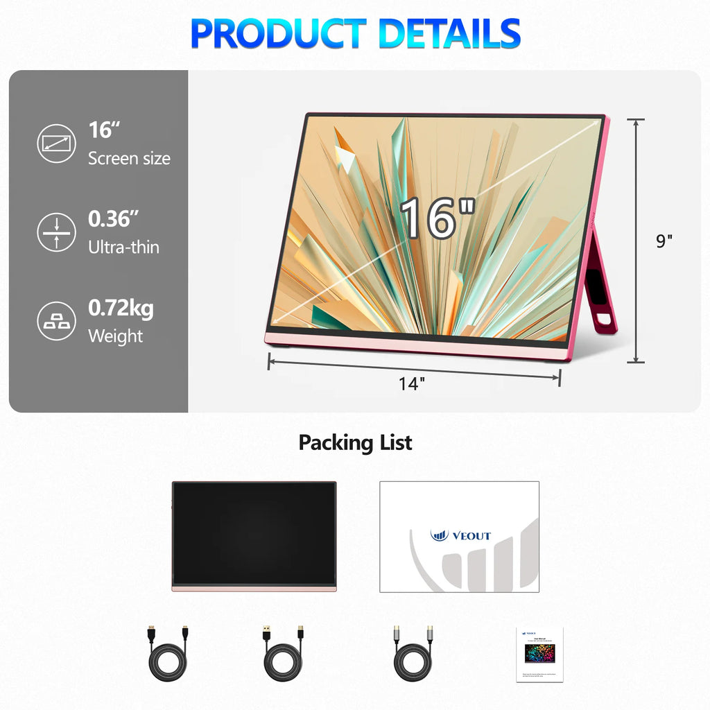 Portable Gaming Monitor 2560x1600 sRGB HDR FreeSync