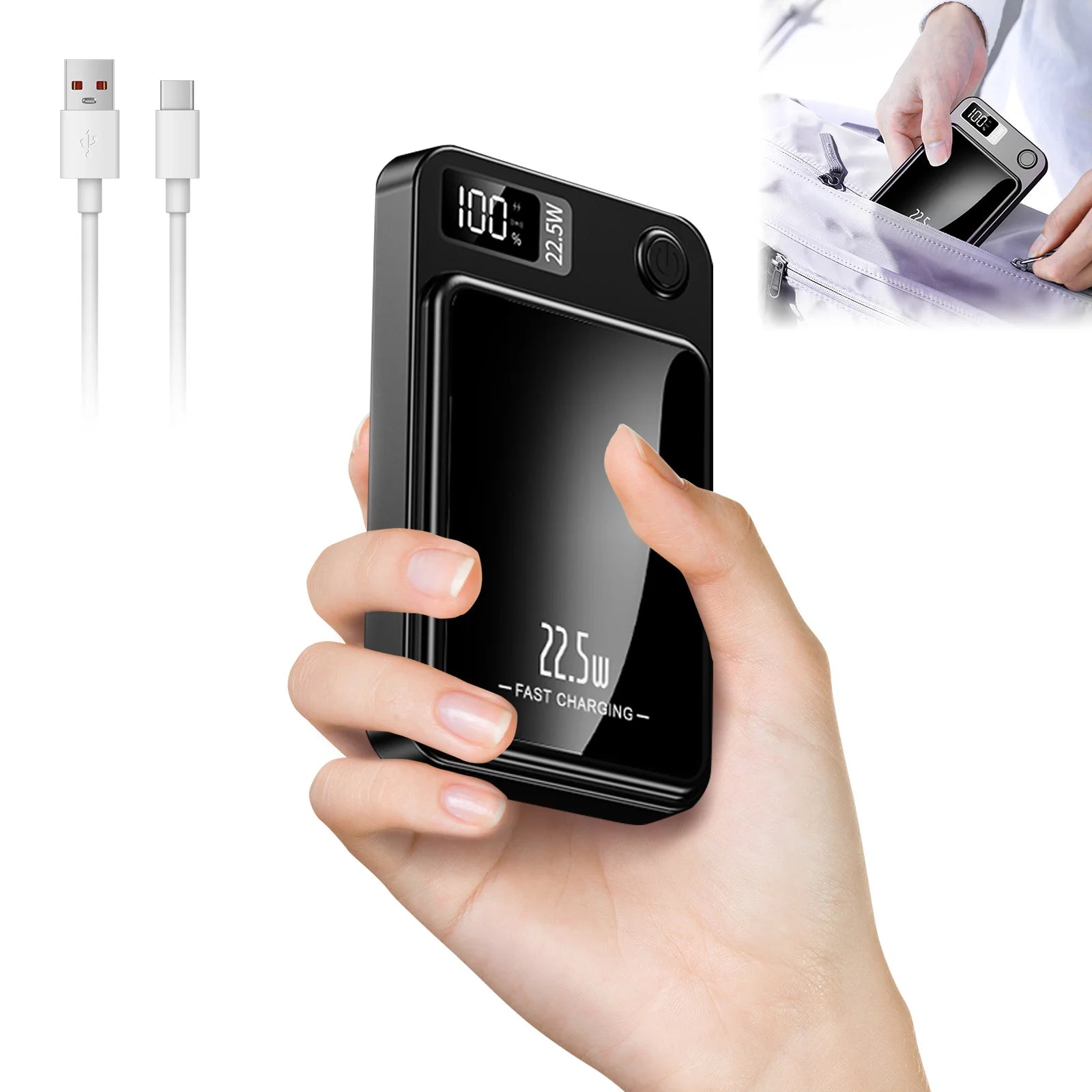 Wireless Magnetic Power Bank Charger, Foldable