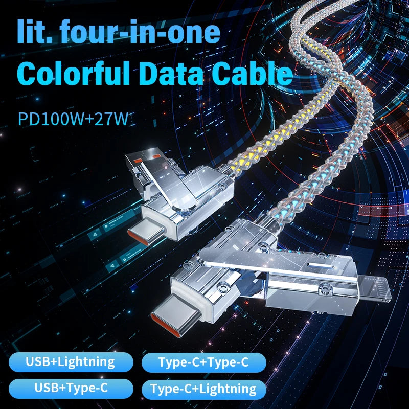 4 In 1 Fast Charging Power Cable Digital Display