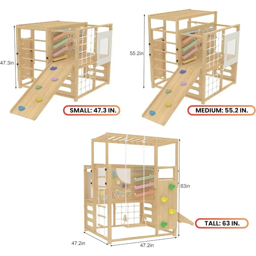 Alpine Wooden Jungle Gym with Indoor Swing