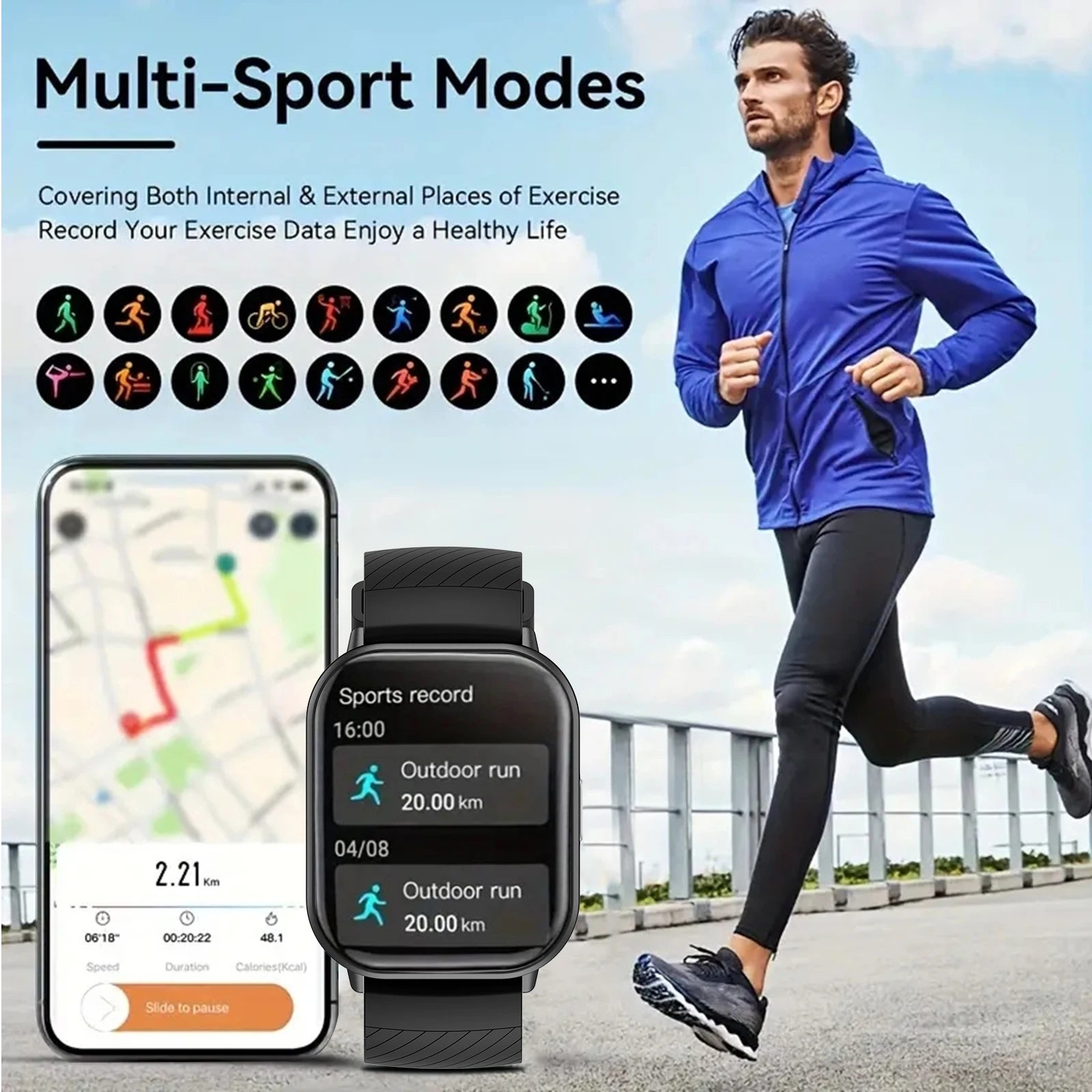 Wireless Smart Watch with Multi-Sport Mode