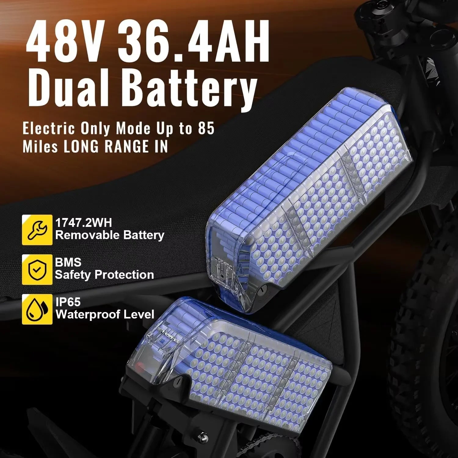 Dual Battery 25-Inch Off-Road Tires Outdoor Off-Road E-Bike