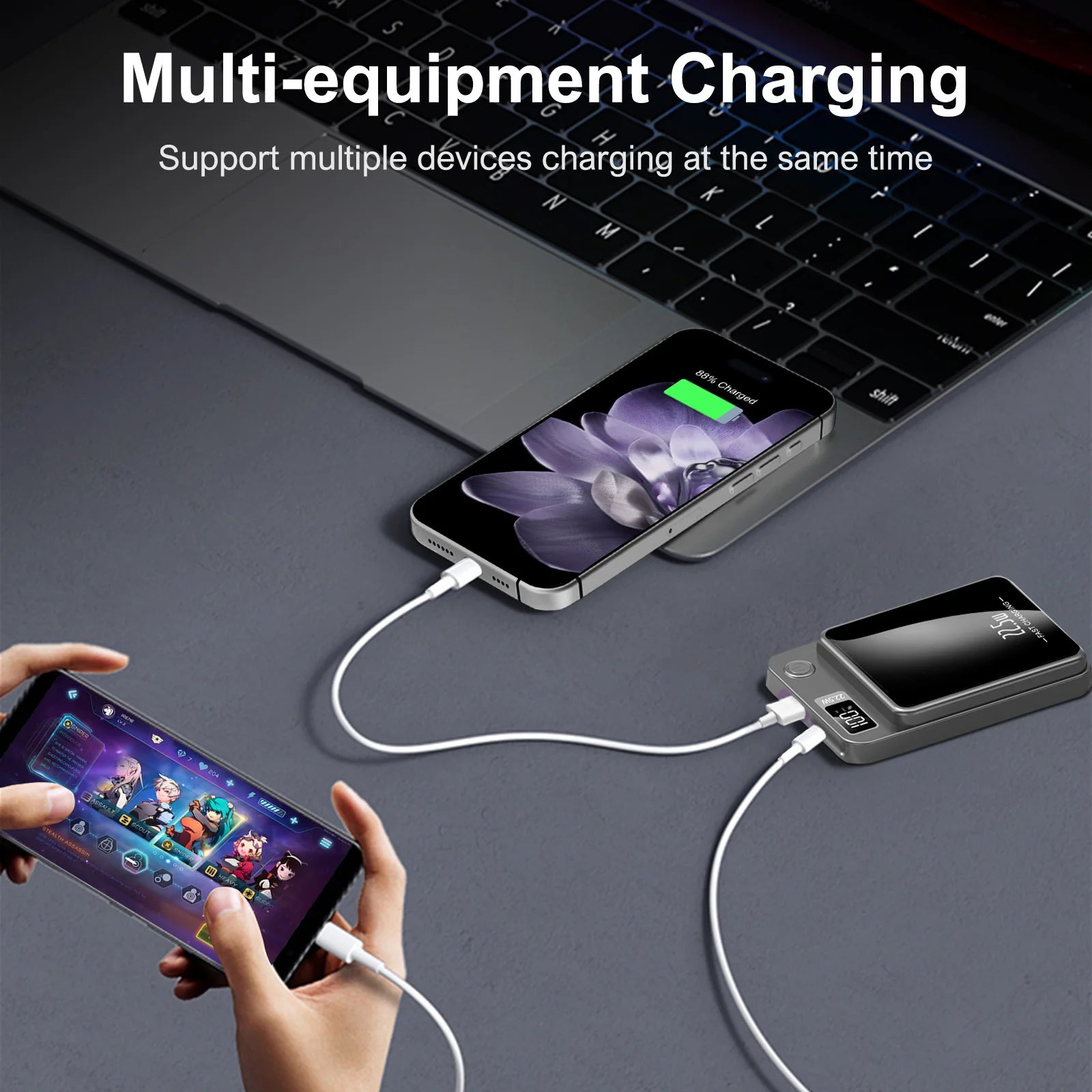 Wireless Magnetic Power Bank Charger, Foldable