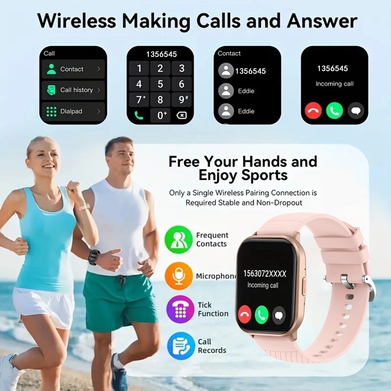 Wireless Smart Watch with Multi-Sport Mode