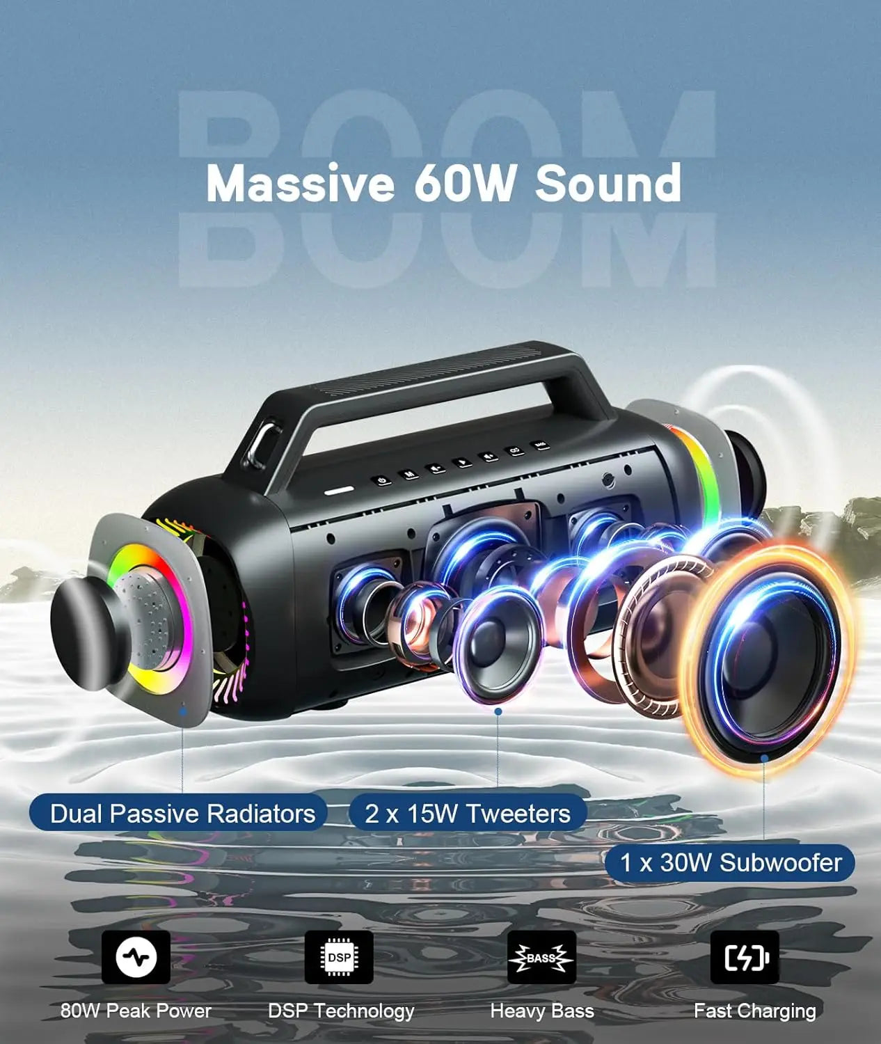 Portable Wireless Bluetooth Outdoor Bass Speaker