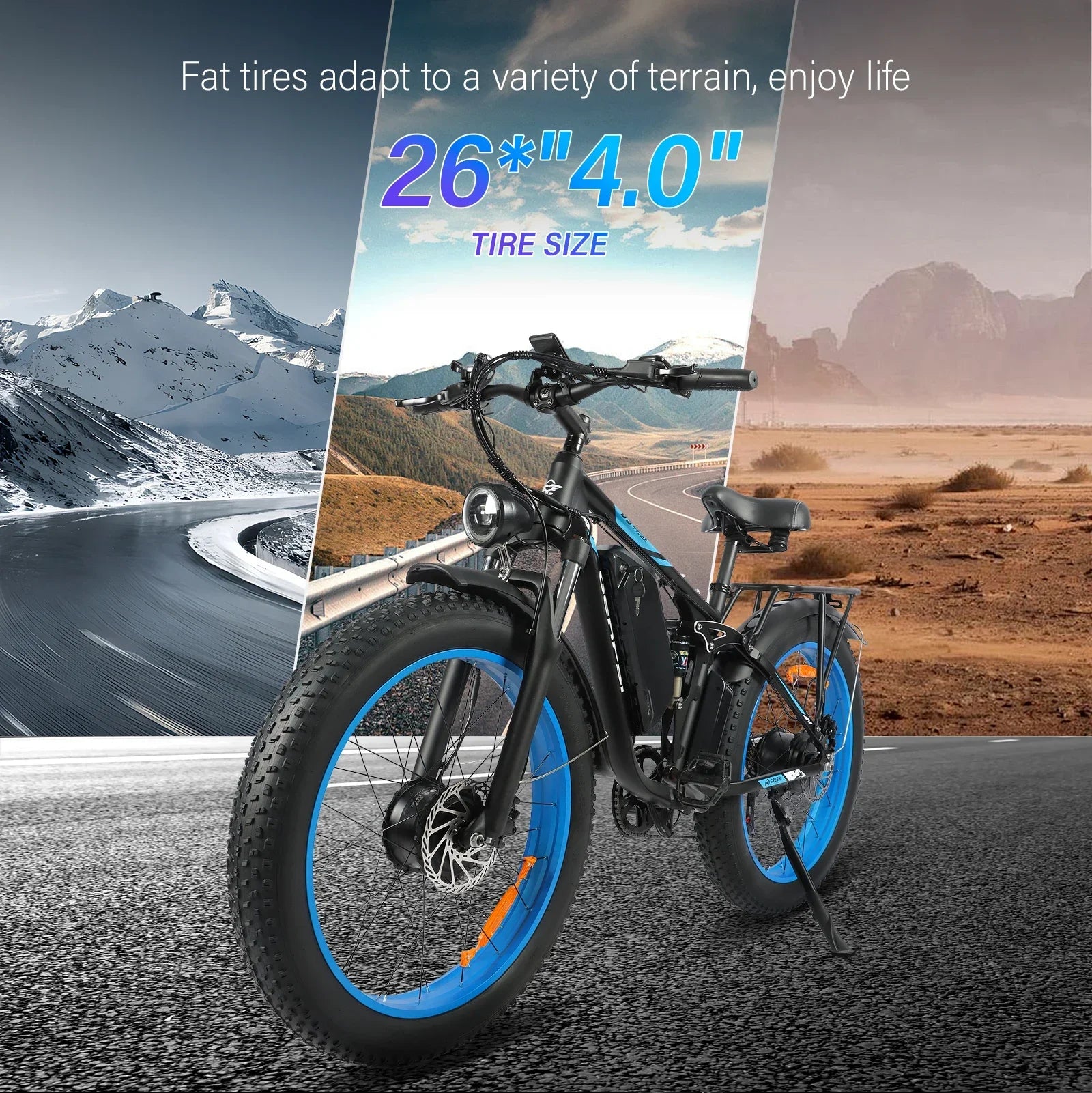 Fat Tires Dual Suspension Adult Off-Road All-Terrain Electric Bicycle