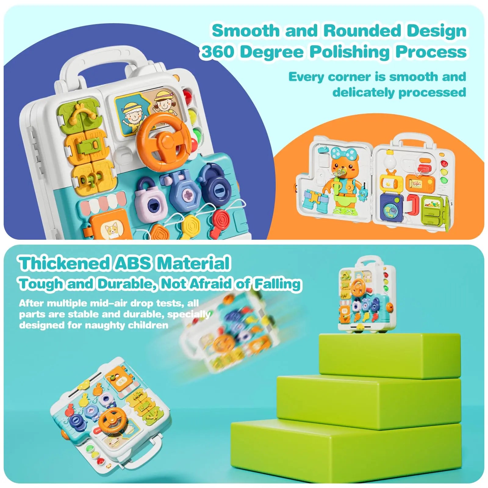 Musical Busy Board For Toddler Developmental Skills, Montessori Toys