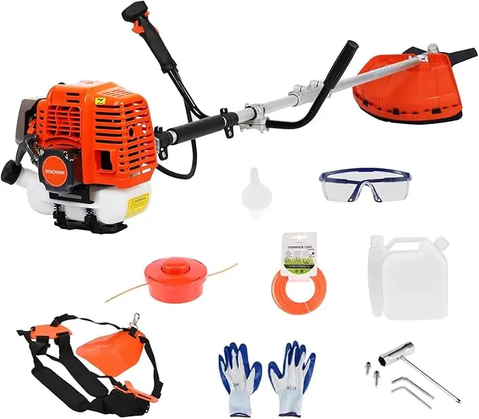 2-in-1 Cordless Weed Trimmer, 52cc 2-Stroke Air-Cooled Engine Hedge Trimmer Handheld Gas Powered Chain Saw Weeder Brush Cutter,