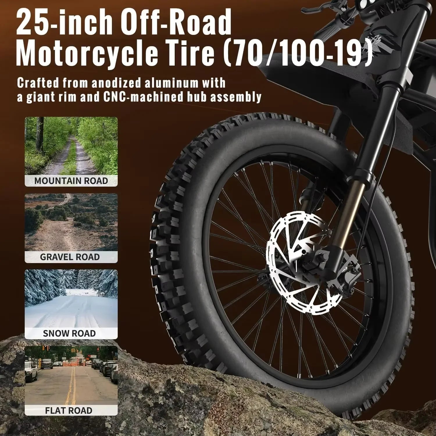Dual Battery 25-Inch Off-Road Tires Outdoor Off-Road E-Bike