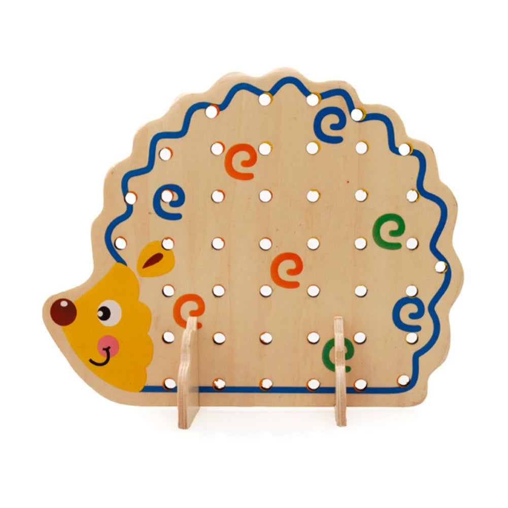 Hedgehog Cartoon Beaded Threading Wooden Montessori Toys