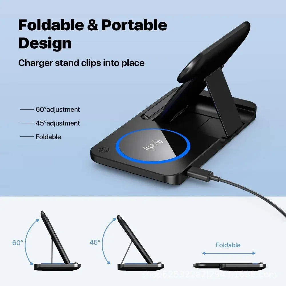 LED Fast Wireless Foldable Charging Stand For Apple Products